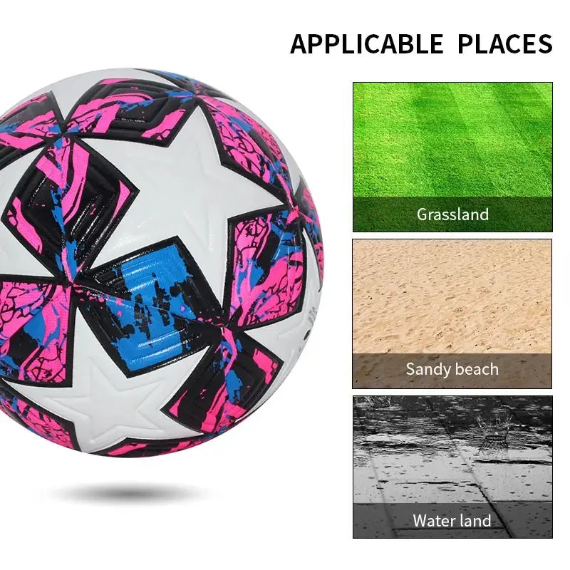Size 5 Soccer Ball for Match & Training, Thermal-Bonded Seamless Design, Durable PU Leather, Machine-Stitched Football for Indoor & Outdoor Play, Ideal Gift for Soccer Fans, Football Training Balls