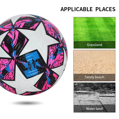 Size 5 Soccer Ball for Match & Training, Thermal-Bonded Seamless Design, Durable PU Leather, Machine-Stitched Football for Indoor & Outdoor Play, Ideal Gift for Soccer Fans, Football Training Balls